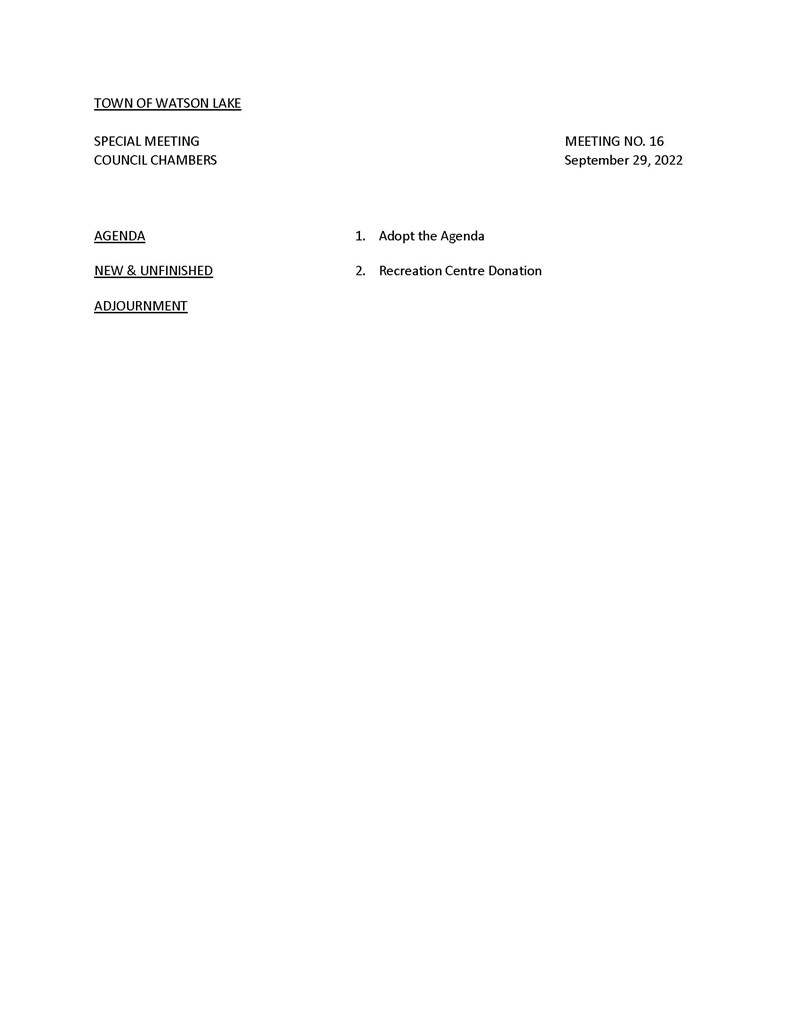 Town Council Special Meeting