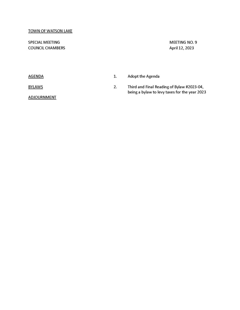 Special Town Council Meeting